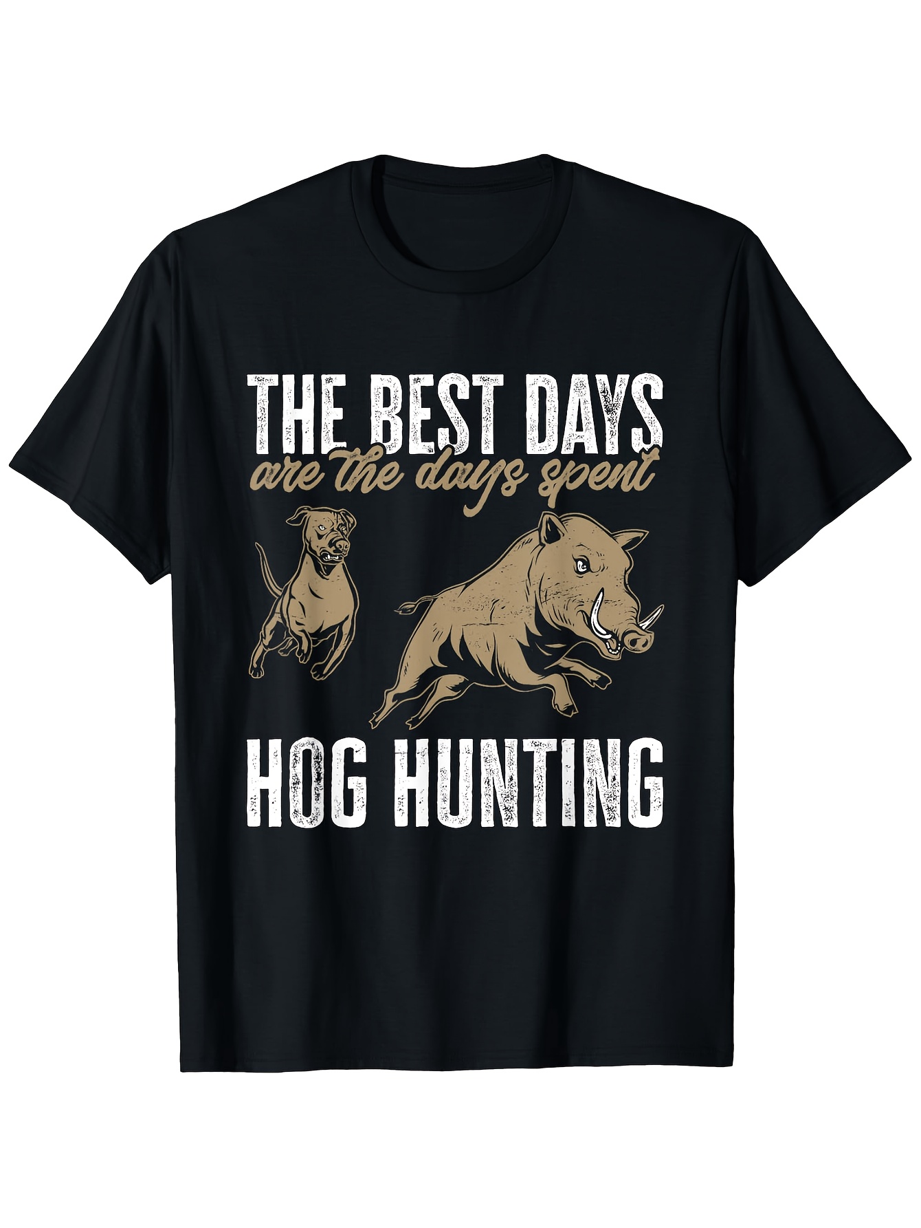 Wildman Hunting & Outdoor Linton'S Corner Silver Lakes - 野猪狩猟犬プリントTシャツ クルーネック 半袖Tシャツ カジュアル オールシーズン ニット生地トップス