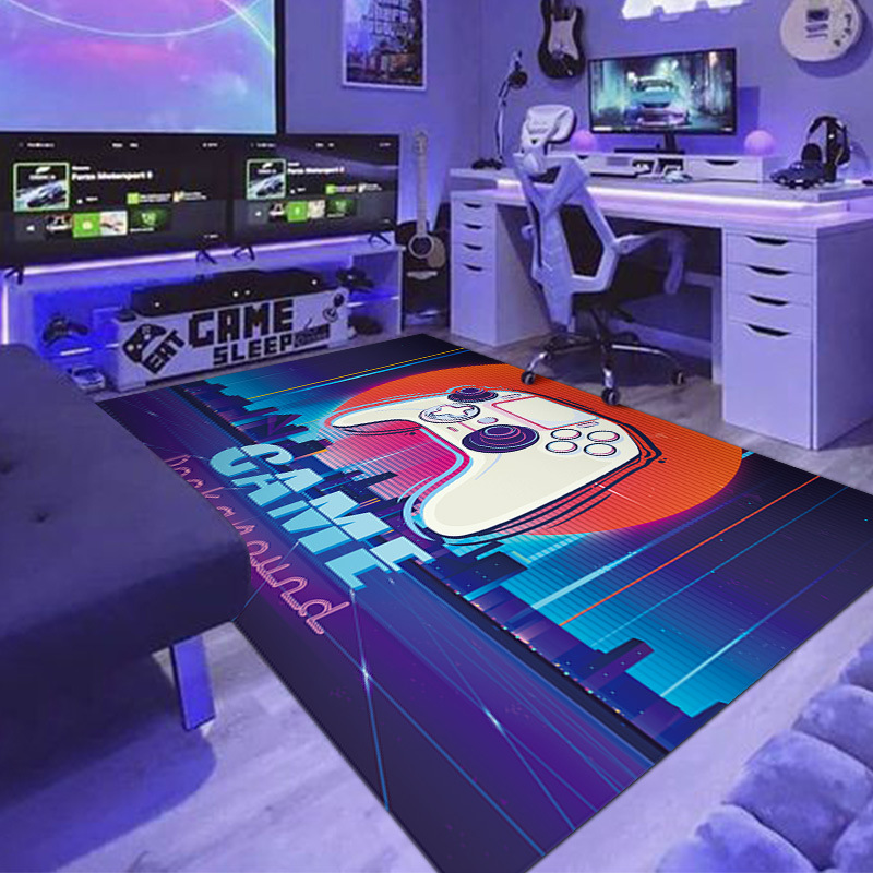 Hunting Outdoor Mat - 面白いゲームパッド柄のエリアラグ、ゲームを一時停止して卵狩りをするためのカーペット、男の子の寝室用、クールなビデオゲームコントローラー、ゲーミングルームフロアマット