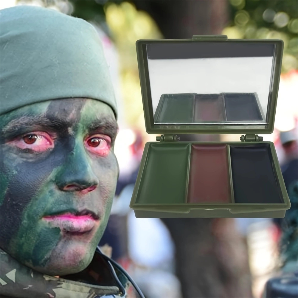 Camo Face Paint - 3色迷彩フェイスペイントキット - 戦術的なアウトドアCSフィールド装備、変装と溶け込みのためのリアルな迷彩メイクアップオイル
