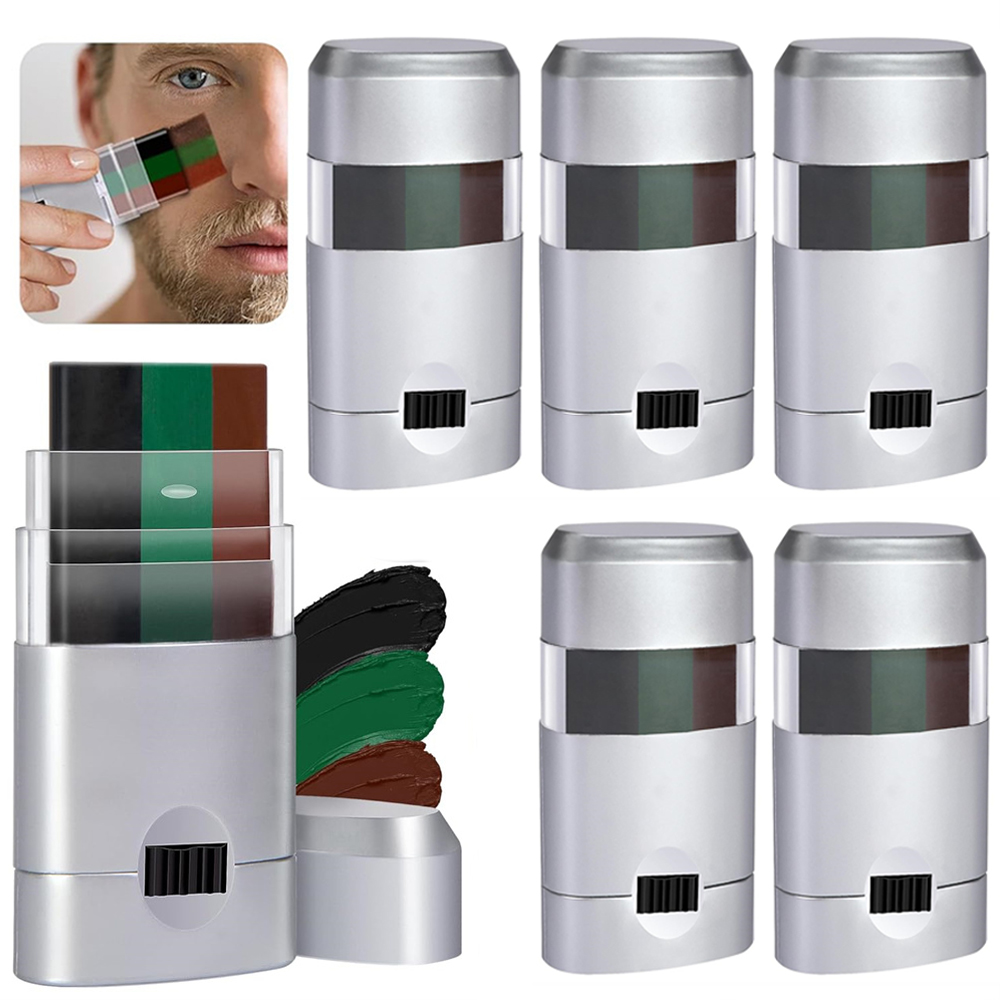 Camo Face Paint - 狩猟用カモフラージュフェイスペイントスティック,黒,緑,茶色の3色ペイント,メイクアップ,テーマパーティー,cs,wargame,6個