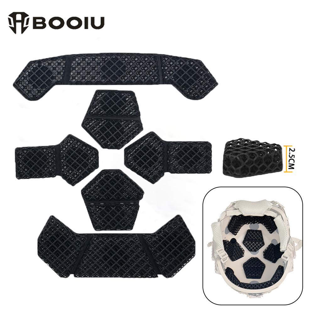 Hunting Outdoor Mat - BOOIU 3D プリントハニカムヘルメットライナーパッドポリマー通気性耐衝撃性快適クッションマットセット屋外狩猟 CS ヘルメットギア