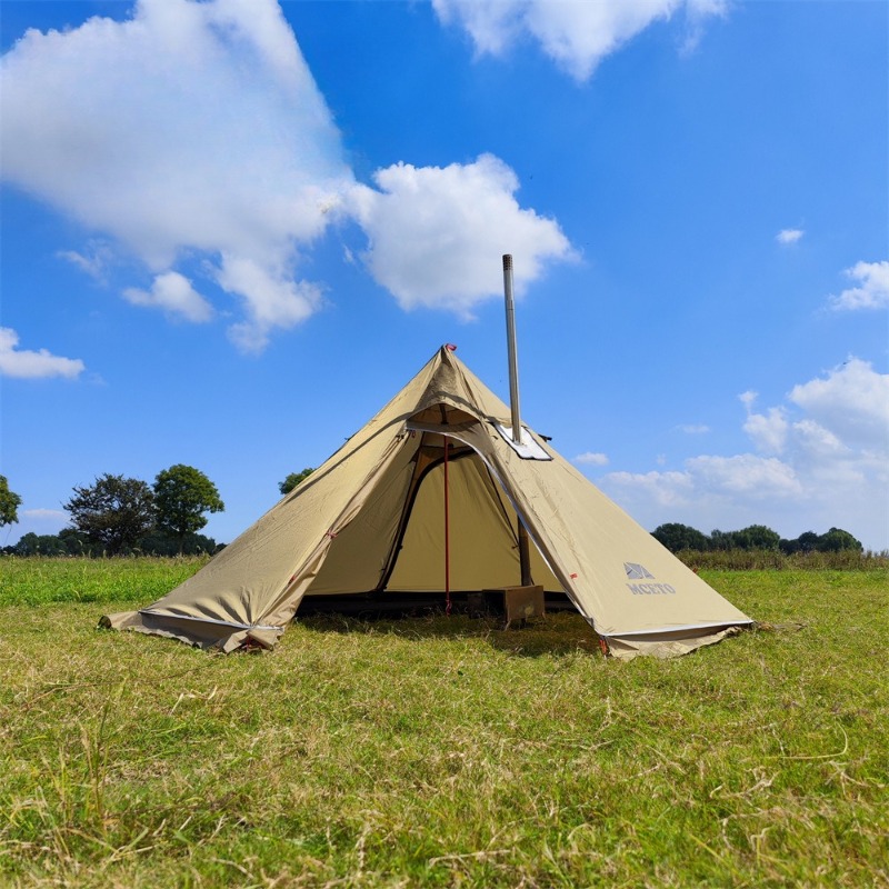 Hunting Camp Outdoor Supplies - 冬キャンプ用大型ピラミッドテント 3-5人用 ホットチムニーパイプ 防水テント 防風 アウトドア