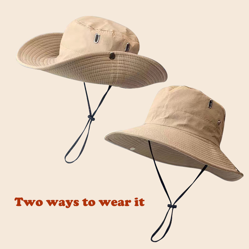 Hunting Outdoor Hats - 男女兼用アウトドアフィッシング・ハイキング・ハンティング用サンハット、UVカット、通気性、折りたたみ式、調節可能なチンストラップ、つば広ブーニーハット