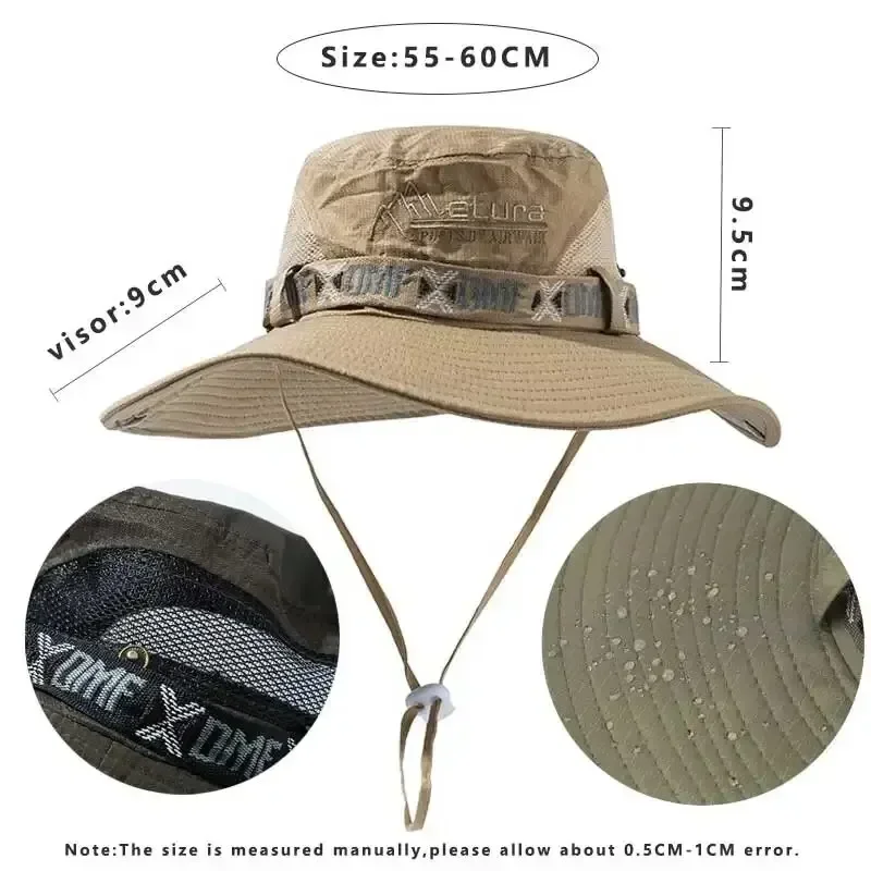 夏の男性バケットハット屋外 UV 保護つば広パナマサファリ狩 - Hunting Outdoor Hats のレビューと価格